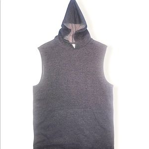 Grey Blue Sleeveless Shirt Hoodie
